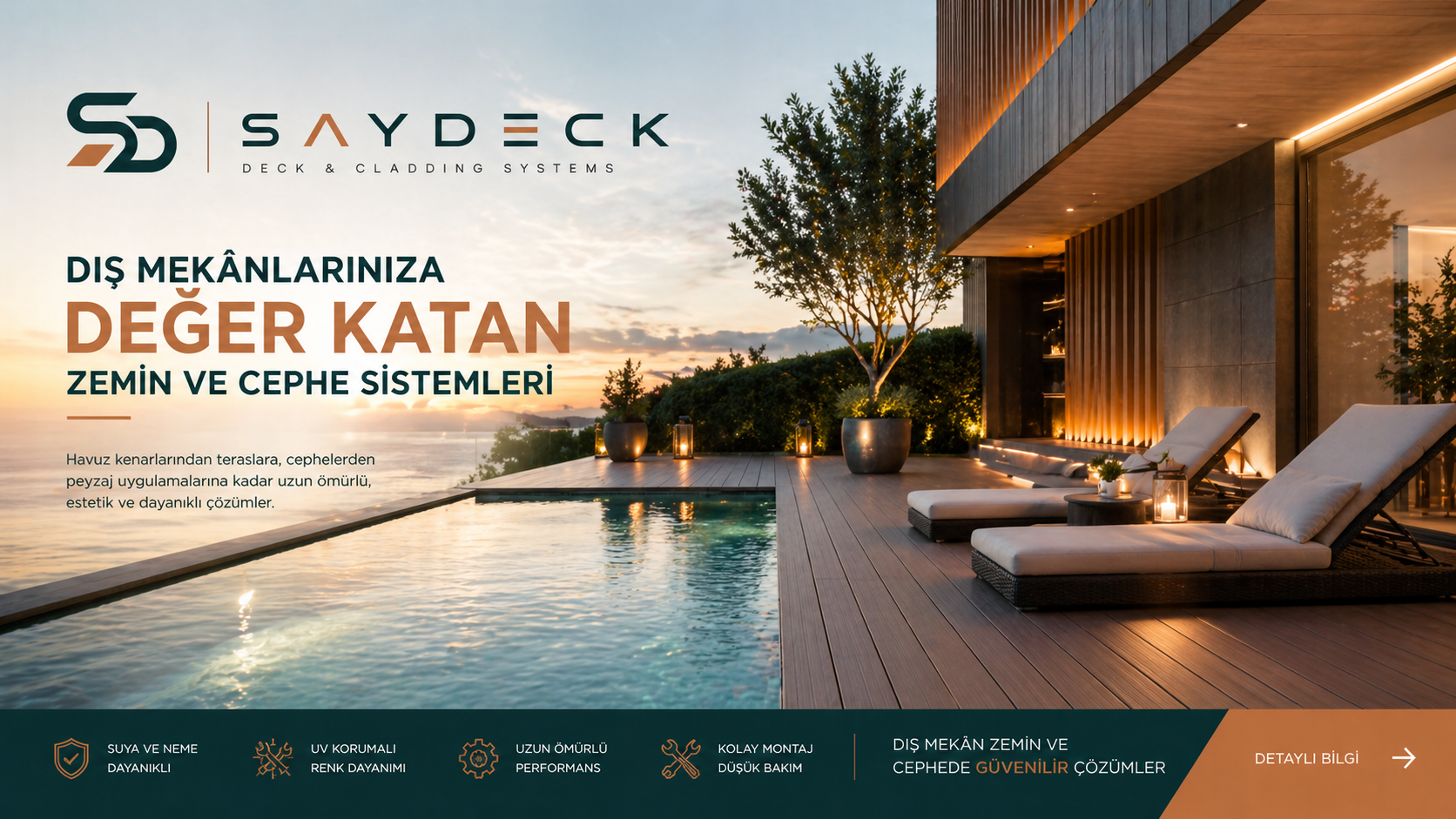 SayDeck havuz kenarı ve teras deck uygulaması